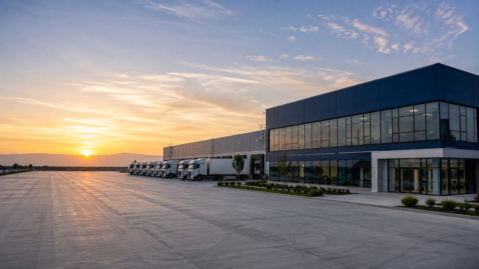 Base de operaciones logísticas al amanecer